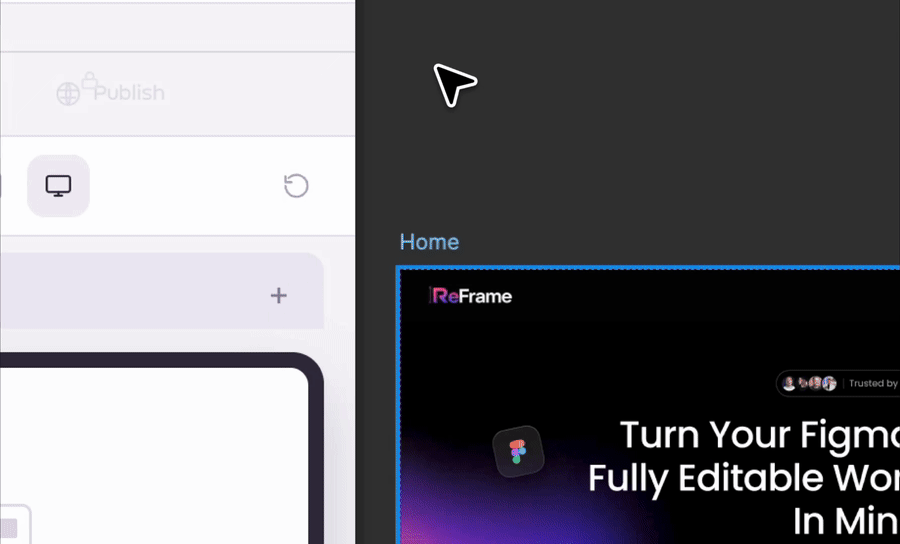 Selecting frames in the ReFrame Figma plugin